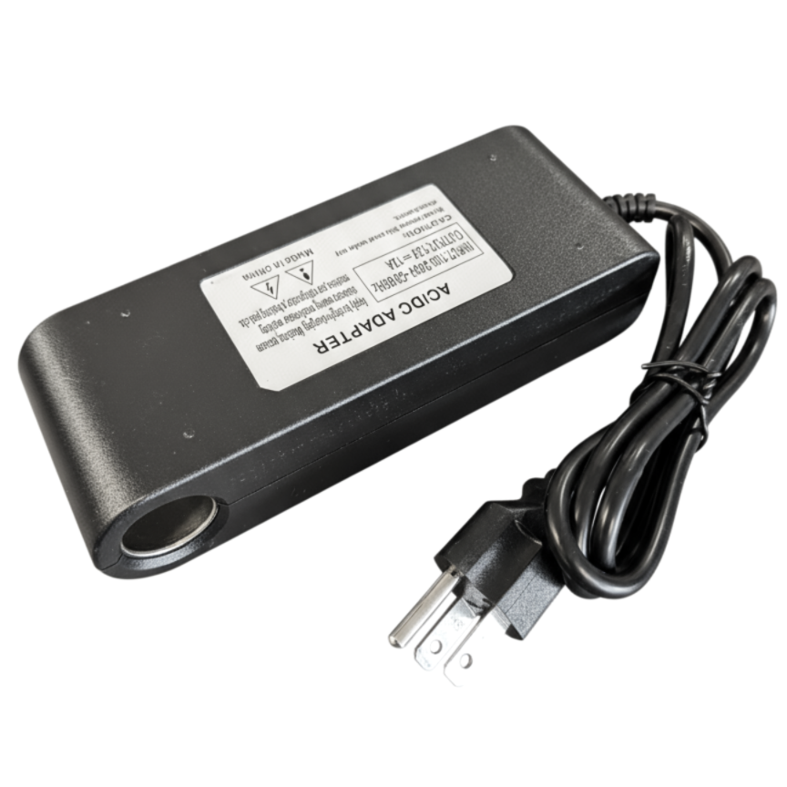SurePower AC‑to‑DC power supply delivering 12V at 12A, featuring an integrated female CLA socket